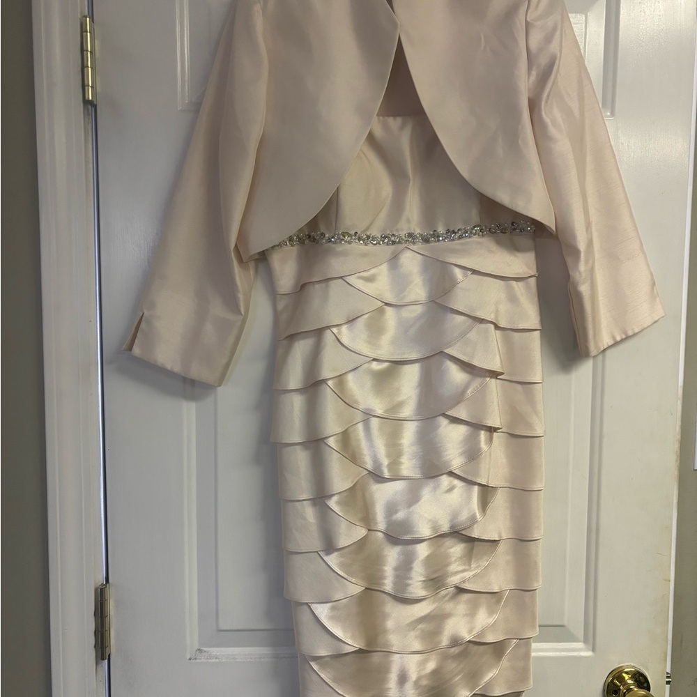 Jessica Howard Cream Layered Dress and Jacket